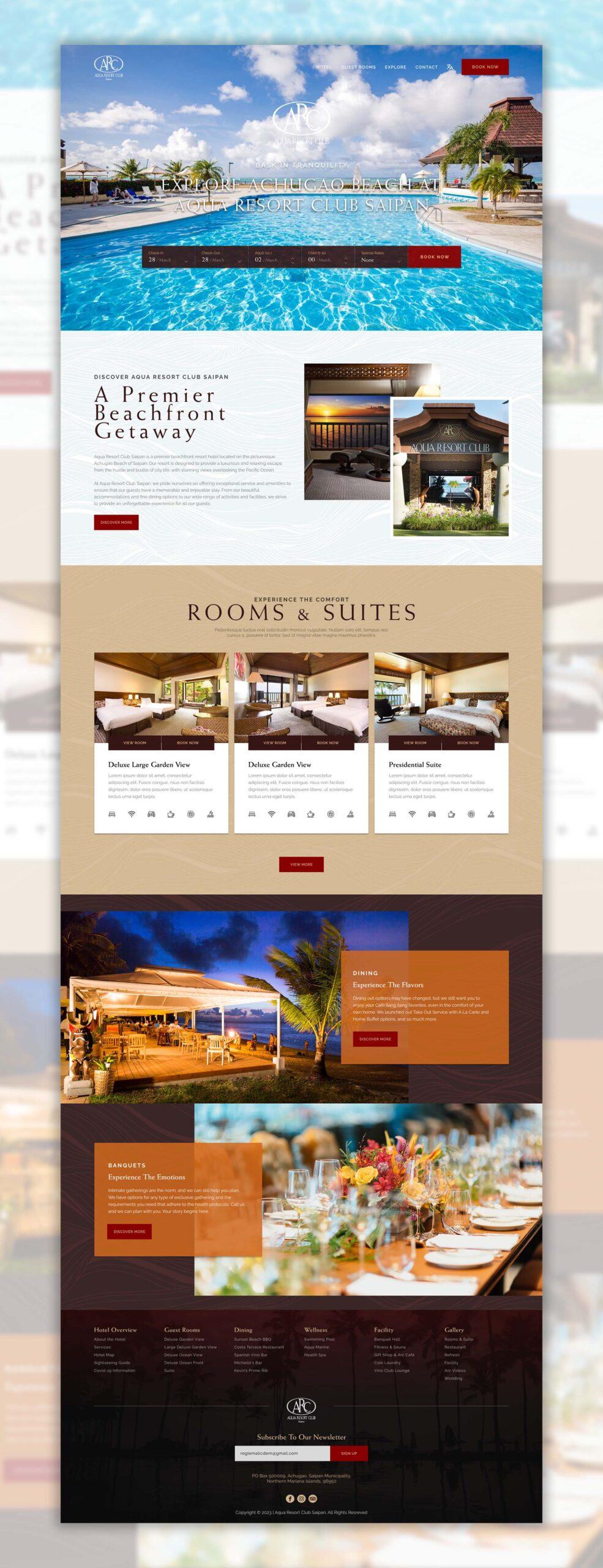 Desktop view of Aqua Resort Club Saipan Web Design